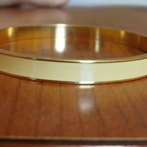 Crown Trifari Bangle Bracelet Enamel Eggshell Off White Cream Vintage